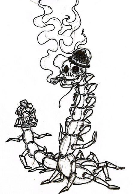 Infant skull centipede featuring Psychic jar baby